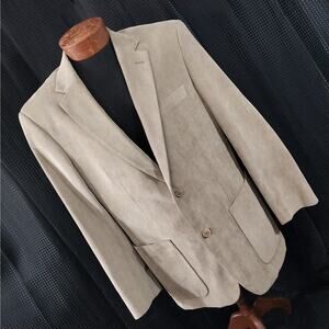 AFAZZY NEW YORK! TAN BEIGE MICRO TEXTURED , SOFT CORDUROY BLAZER, JACKET! SZ 40R